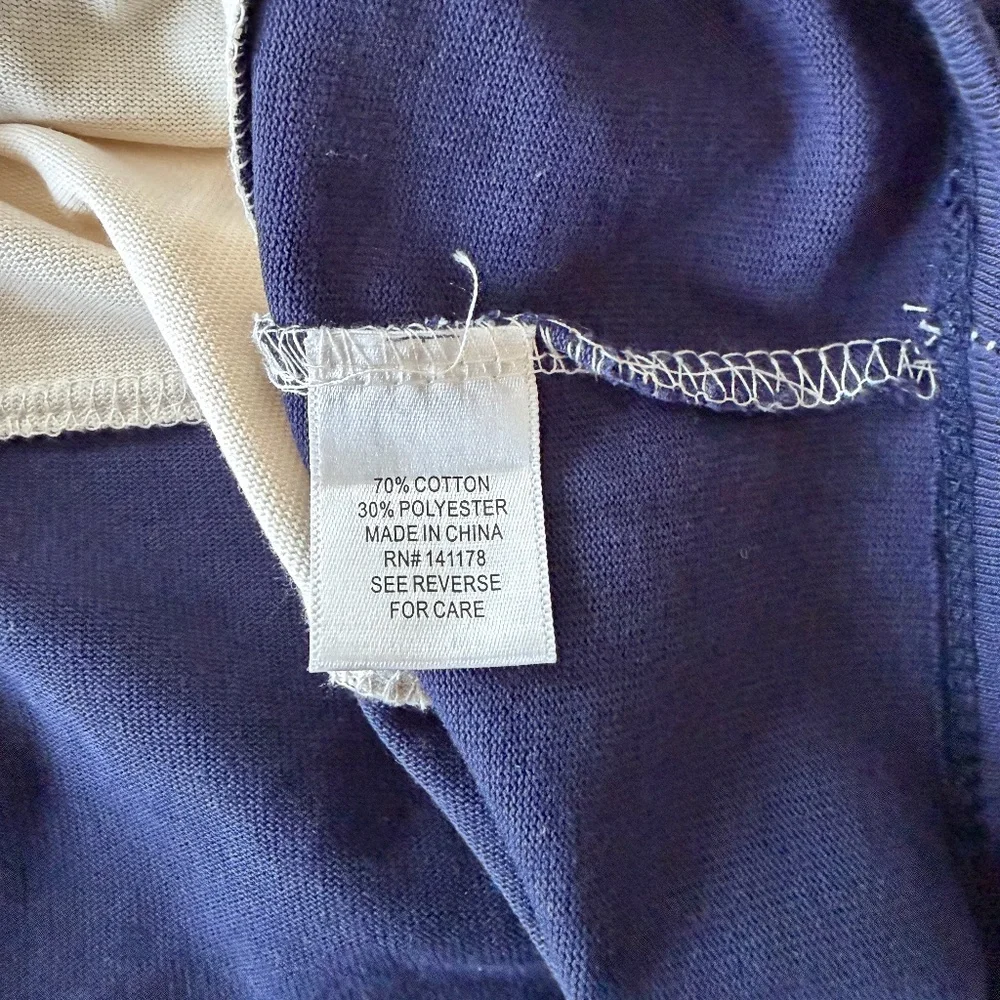 Long Sleeve Navy and Cream Stripe Button-Down Shirt - Picture 7 of 7